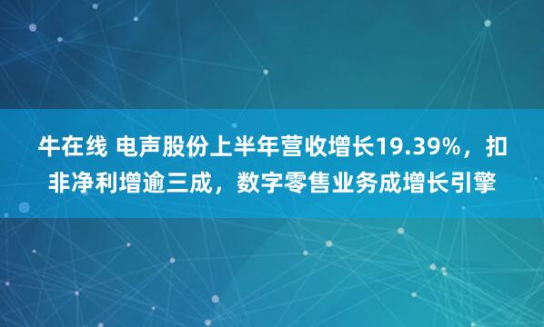 牛在线 电声股份上半年营收增长19.39%，扣非净利增逾三成，数字零售业务成增长引擎